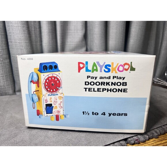 Vtg Playskool Toy Wood Pay Play Phone Rotary Dial Doorknob Coins 1954 #488 - Picture 6 of 11
